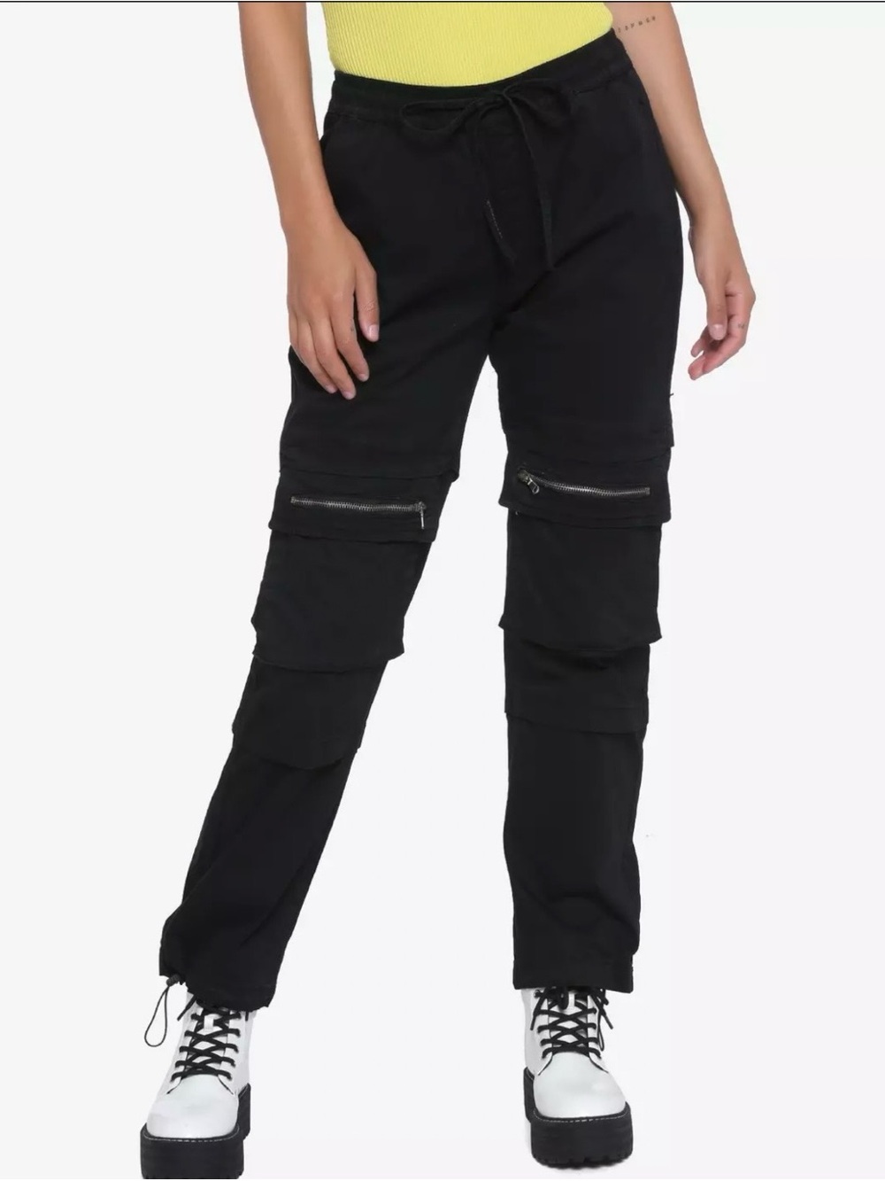 Hot Topic Black Cargo Zip Joggers